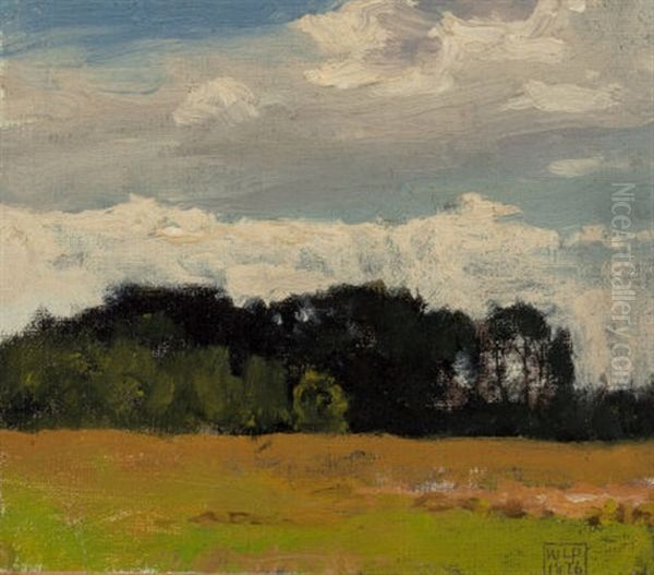 Small Landscape With Trees In The Distance, 1876 Oil Painting by William Lamb Picknell