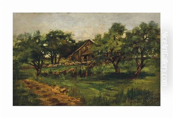 Landscape With Barn Oil Painting by William Lamb Picknell