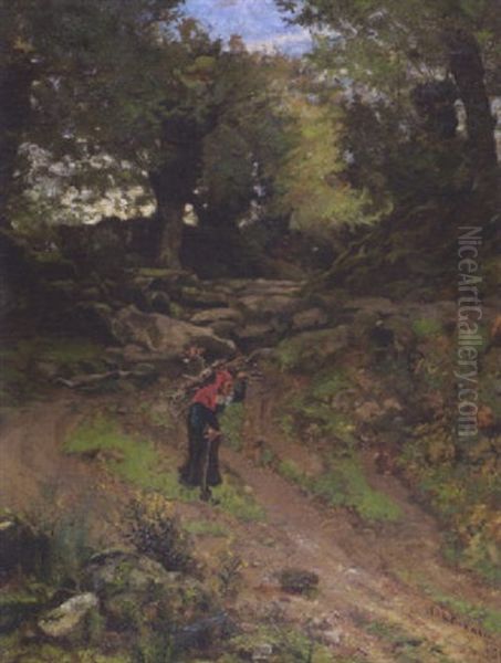 Wood Scene In Brittany Oil Painting by William Lamb Picknell