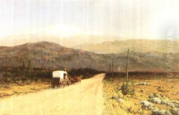 Covered Wagon On The Trail Oil Painting by William Lamb Picknell