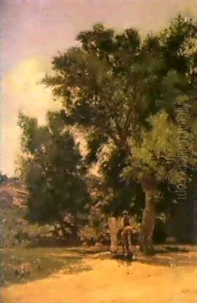 The Watering Trough Oil Painting by William Lamb Picknell