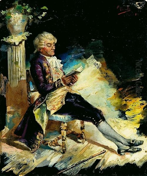 Caballero Leyendo Oil Painting by Manuel Picolo Y Lopez