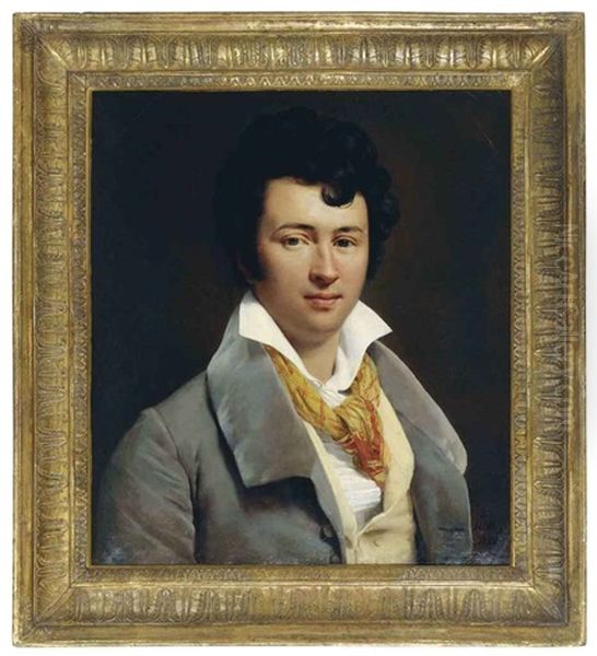 Portrait Of A Young Man Wearing A Yellow Scarf Oil Painting by Francois Edouard Picot