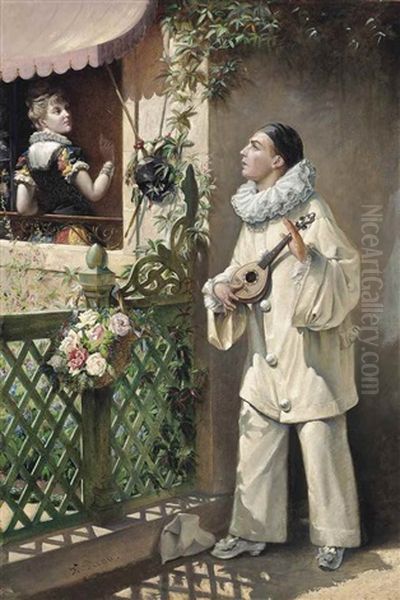 Pierrot's Serenade Oil Painting by Eugene Picou