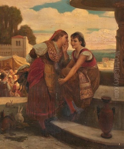 Jovenes Italianas Junto A Una Fuente Oil Painting by Henri Pierre Picou