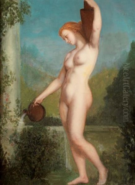 Jeune Femme A La Fontaine Oil Painting by Henri Pierre Picou