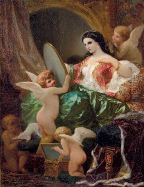 Orientale Au Miroir Oil Painting by Henri Pierre Picou