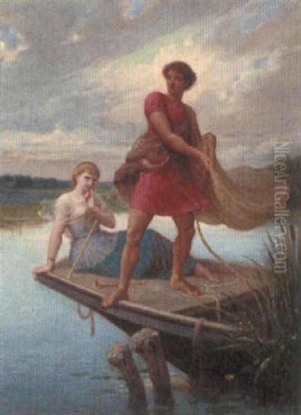 A Fisherman And A Companion Oil Painting by Henri Pierre Picou