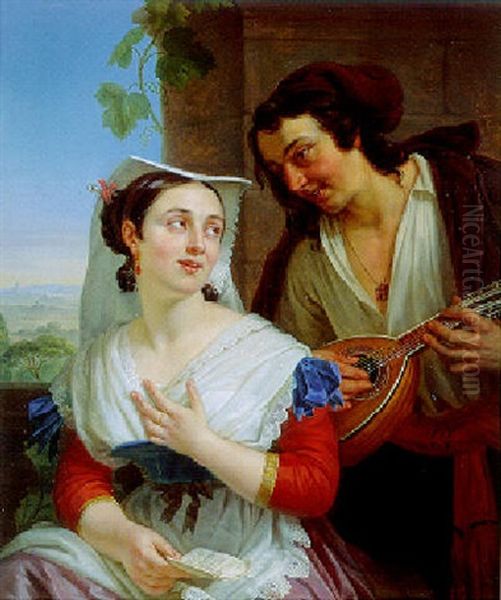 La Serenade Oil Painting by Charles Picque