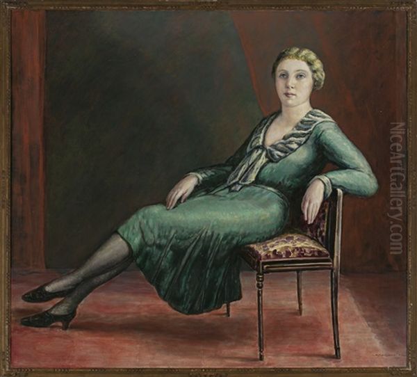 Noia Assentada Oil Painting by Mariano Pidelaserra Brias