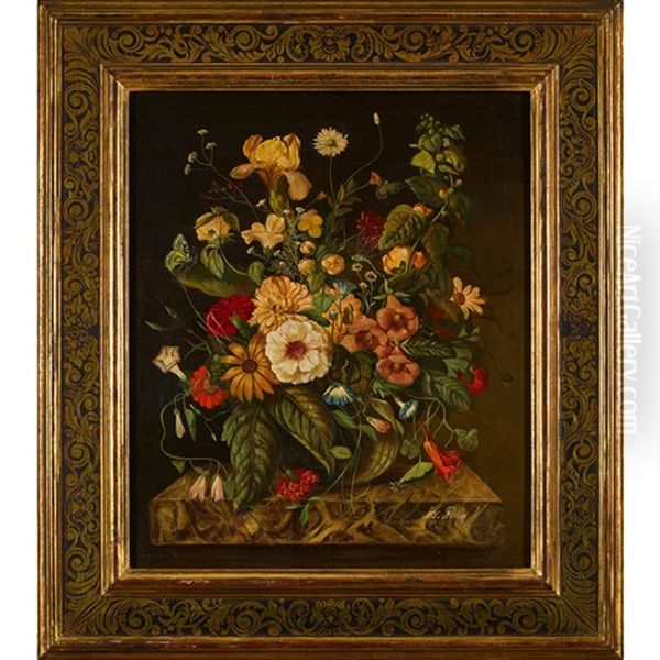 Blumenbouquet Oil Painting by Franz Xaver Pieler