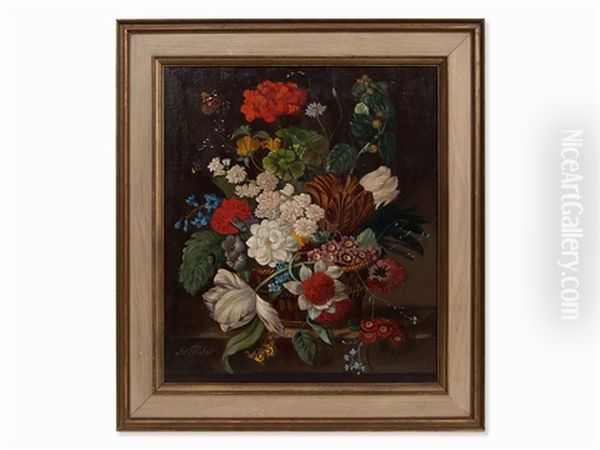 Flower Bouquet Oil Painting by Franz Xaver Pieler