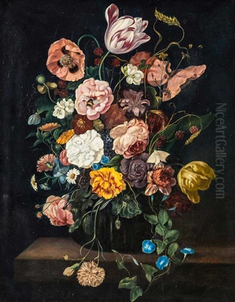 Blumenstraus In Vase by Franz Xaver Pieler