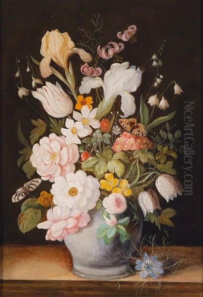 Blumenstuck Mit Schmetterling by Franz Xaver Pieler