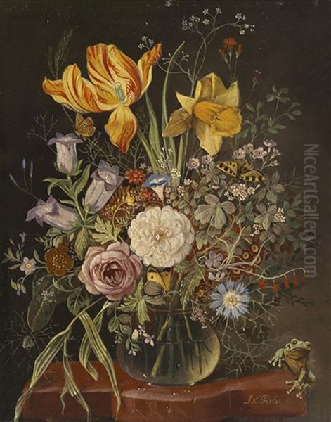 Blumenstuck Mit Frosch by Franz Xaver Pieler