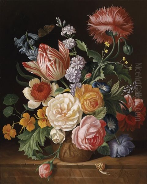 Blumenstillleben Oil Painting by Franz Xaver Pieler