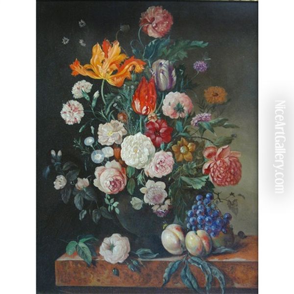 Still Life With Flowers And Fruit Oil Painting by Franz Xaver Pieler