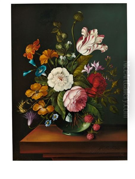 Blumenstilleben In Altmeisterlicher Manier Oil Painting by Franz Xaver Pieler