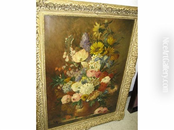 Floral Still Life Oil Painting by Franz Xaver Pieler