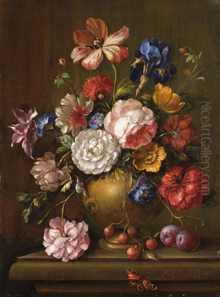 Blumenstilleben Mit Fruchten by Franz Xaver Pieler