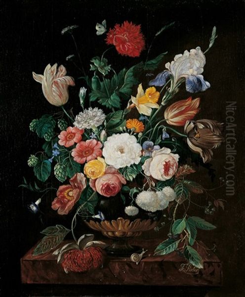 Blumenstillleben Oil Painting by Franz Xaver Pieler