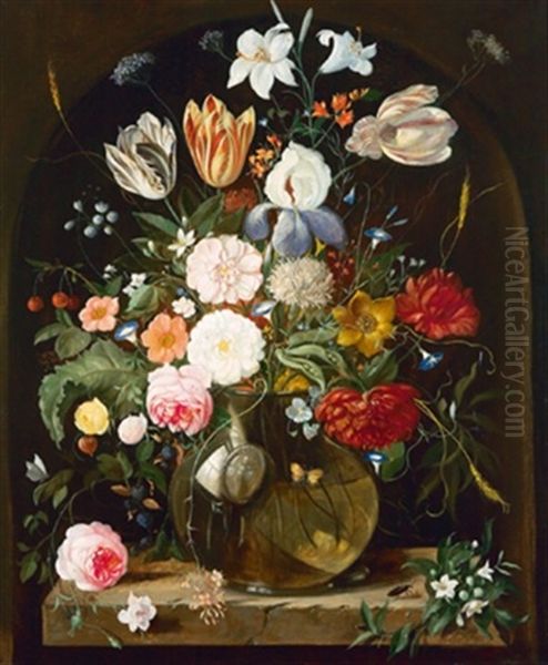 Groses Blumenstuck In Vase Oil Painting by Franz Xaver Pieler