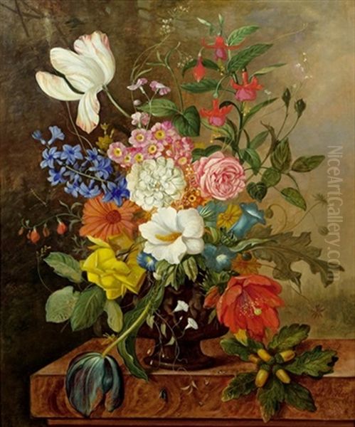 Blumenstillleben Oil Painting by Franz Xaver Pieler