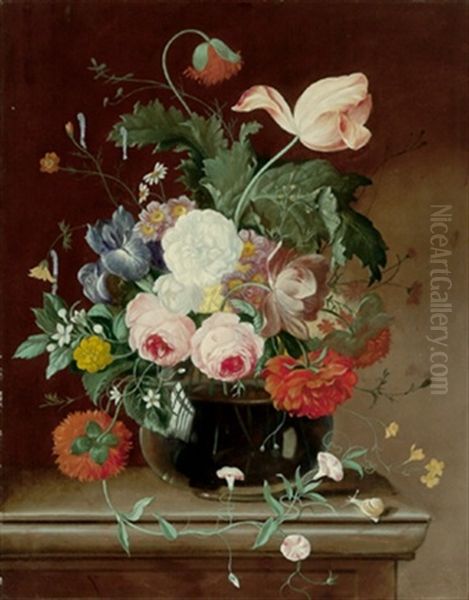 Blumen In Vase Mit Wicken by Franz Xaver Pieler