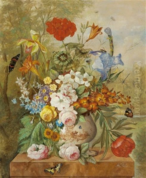 Sommerblumen In Japanischer Vase Oil Painting by Franz Xaver Pieler