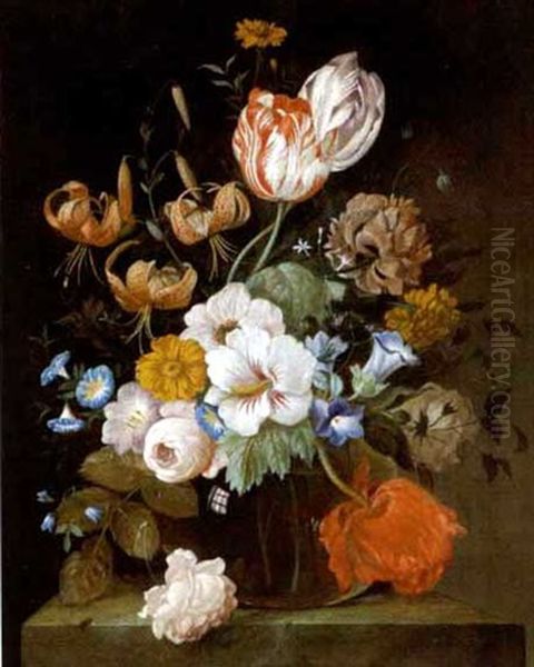 Blumen In Einer Glasvase by Franz Xaver Pieler