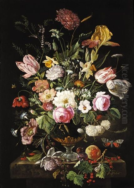 Stilleben Mit Osterglocken, Tulpen Und Anderen Blumen In Einer Vase (still Life With Daffodils, Tulips And Other Flowers In A Vase) by Franz Xaver Pieler