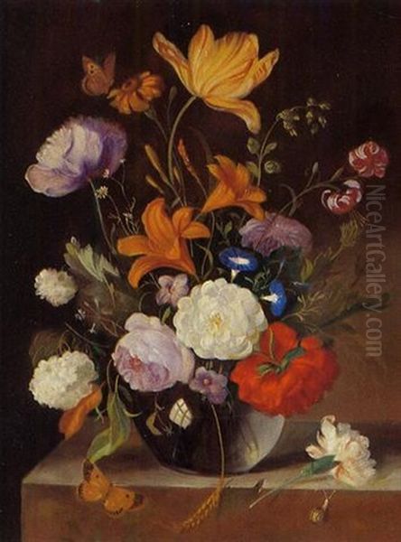 Blumen In Einer Glasvase by Franz Xaver Pieler