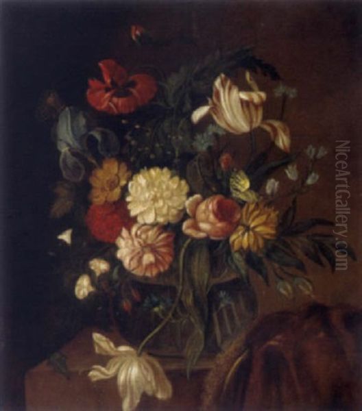 Blumenstuck Mit Schmetterlingen by Franz Xaver Pieler