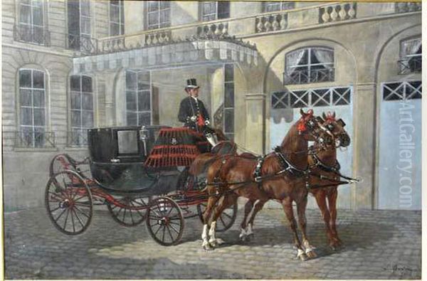 L'attente Dans La Cour De L'hotel Particulier Des Luart Oil Painting by Ernest Alexandre Bodoy