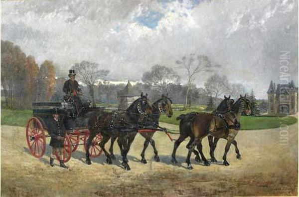 L'arrivee Au Chateau De La Pierre. Oil Painting by Ernest Alexandre Bodoy