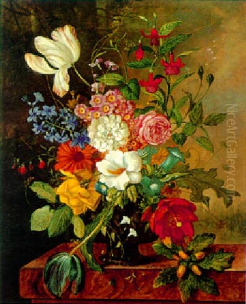 Kleines Blumenstuck In Altmeisterlichem Stil Oil Painting by Franz Xaver Pieler