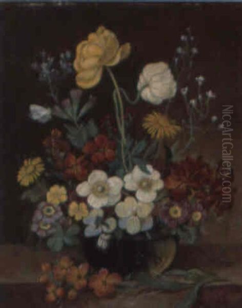 Blumenstilleben Mit Schmetterling by Franz Xaver Pieler