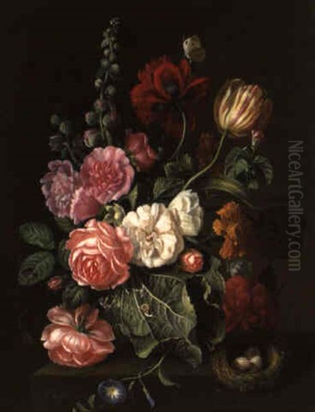 Blumenstraus Von Rosen, Pfingstrose, Tulpe Und Anderen Blumen by Franz Xaver Pieler