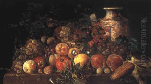 A Still Life Of Fruit And A Jar Oil Painting by Franz Xaver Pieler