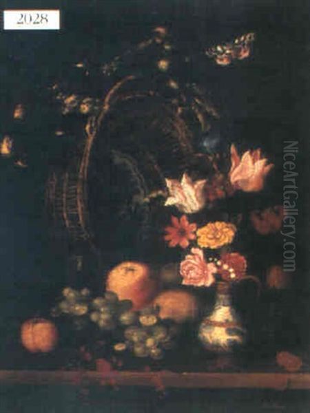 Still Life With Fruit And Flowers Oil Painting by Franz Xaver Pieler