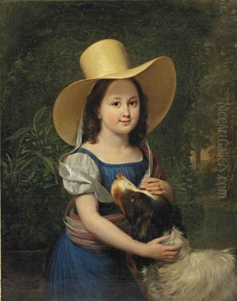 Portrait Of The Artist's Daughter Frederica Wilhelmina Margaretha Elisabeth Pieneman (1817-1835) Oil Painting by Jan Willem Pieneman