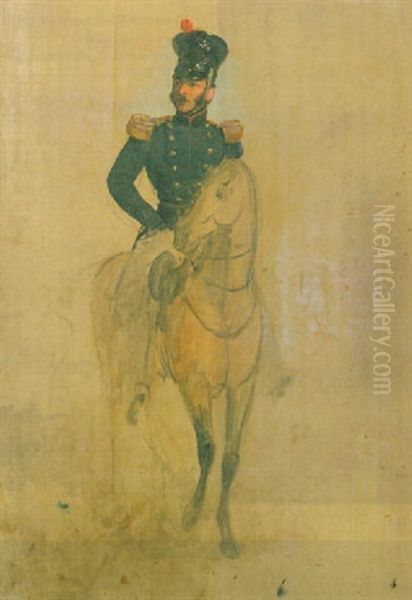 Equestrian Portrait Of An Officer Oil Painting by Nikolaas Pieneman