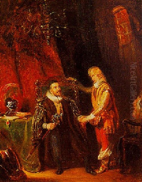 Prins Willem I En Zijnen Zoon Maurits Een Degen Schenkende Oil Painting by Nikolaas Pieneman