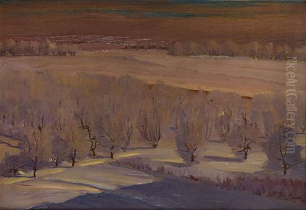 Winter Landscape Oil Painting by Ignacy Pienkowski