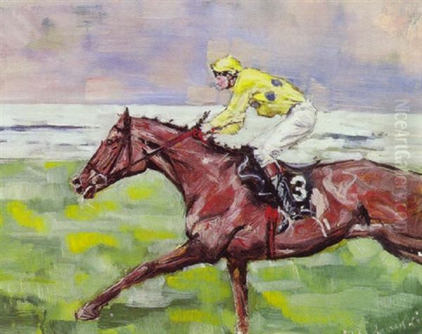 Jockey Pa Vaeddelobshest Oil Painting by Ignacy Pienkowski