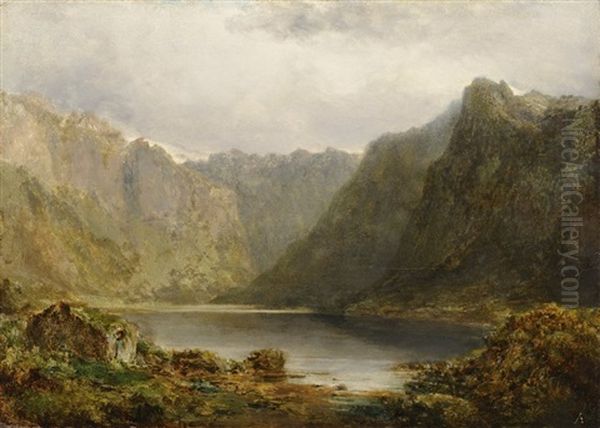 Pieppenhagen_august Bedrich Mountain Landscape With A Lake Oil Painting by August Bedrich Piepenhagen