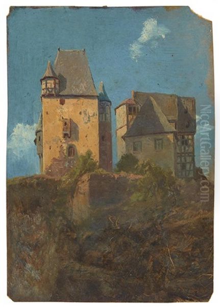 Altes Gehoft Mit Wehrturm Oil Painting by August Bedrich Piepenhagen