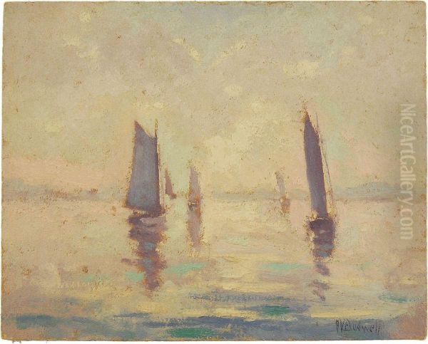 Impressionist Harbor Scene Oil Painting by Arthur Bodwell Van Zile