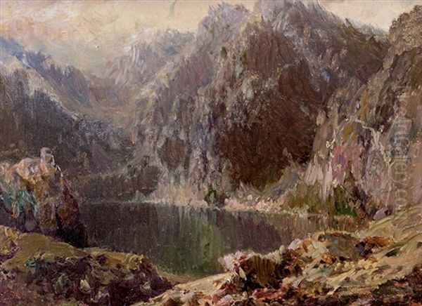 Horske Jezero Oil Painting by August Bedrich Piepenhagen