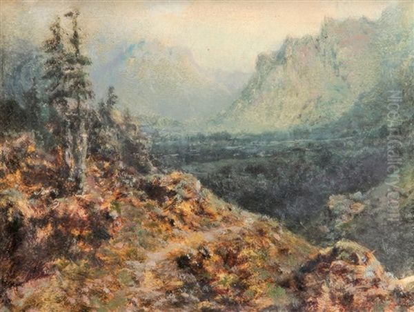 Alpska Krajina Oil Painting by August Bedrich Piepenhagen